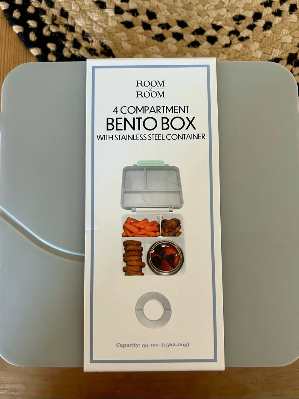 Gray 4-Compartment Bento Box with Stainless Steel Container- New